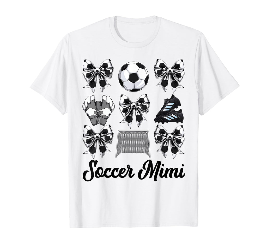 Soccer Mimi Bow Soccer Mom Mommy Mothers T-Shirt - Trendy Graphic Unisex