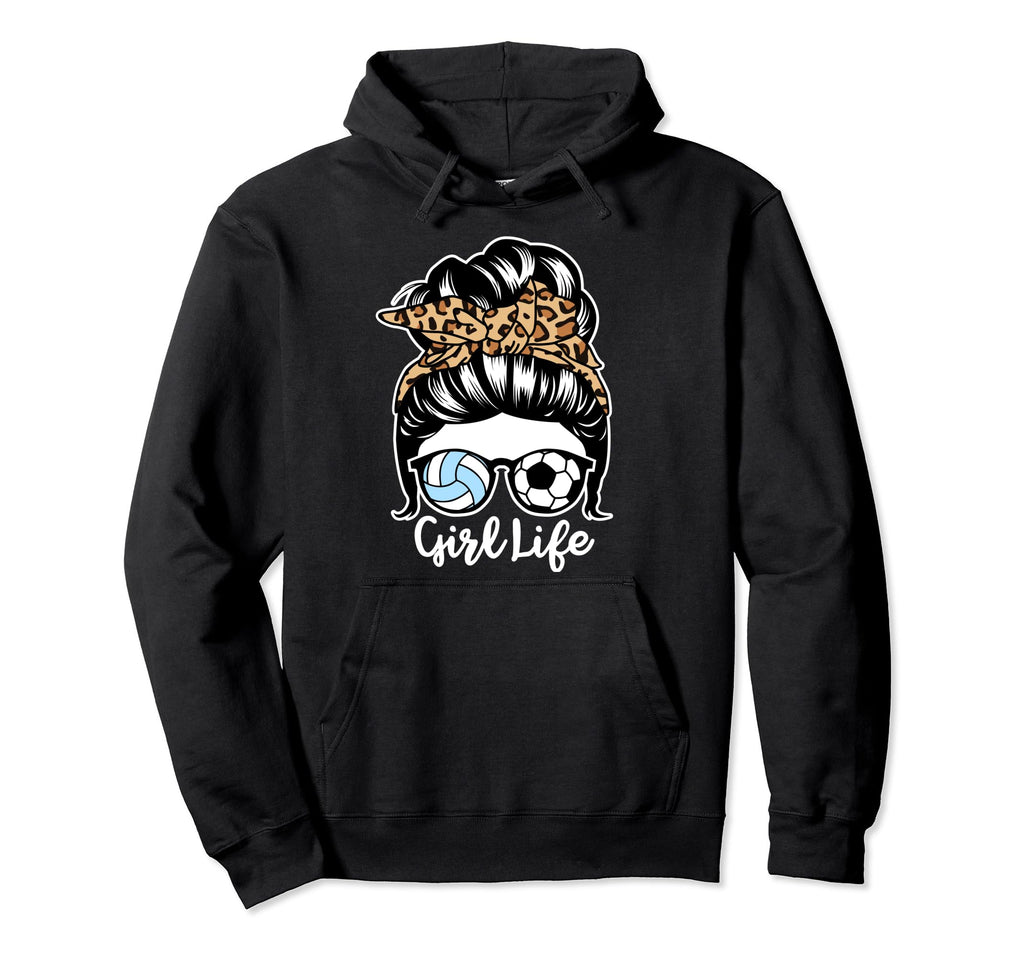 Life Messy Bun Hair Funny Soccer Hoodie - Graphic Print for Adults
