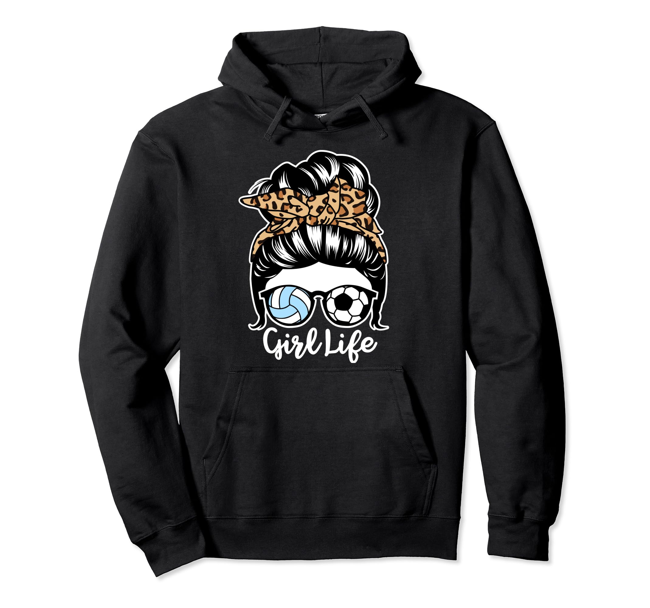 Life Messy Bun Hair Funny Soccer Hoodie - Graphic Print for Adults