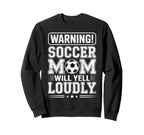 Warning Soccer Football Mom Sweatshirt - Minimalist Print for Adults
