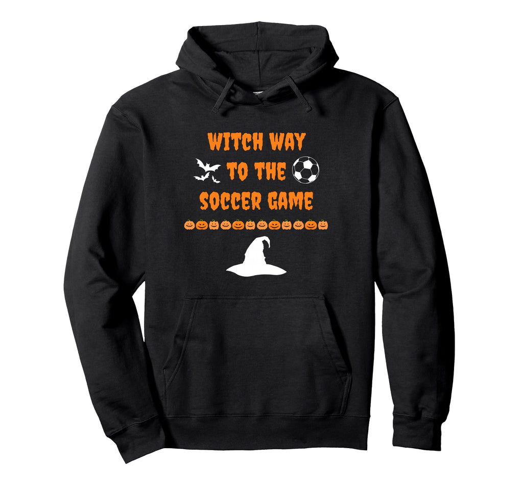 Witch Way To Soccer Game Halloween Sports Hoodie - Graphic Print Unisex