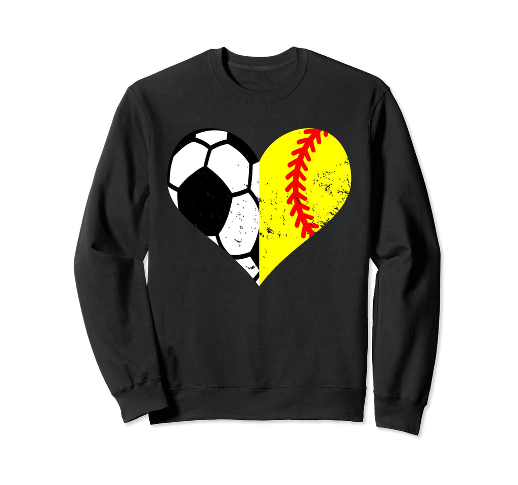 Soccer Softball Heart Funny Sweatshirt - Casual Everyday Wear Unisex