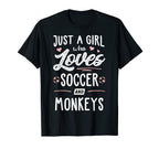Just Who Loves Soccer And Monkeys T-Shirt - Aesthetic Graphic Men Women
