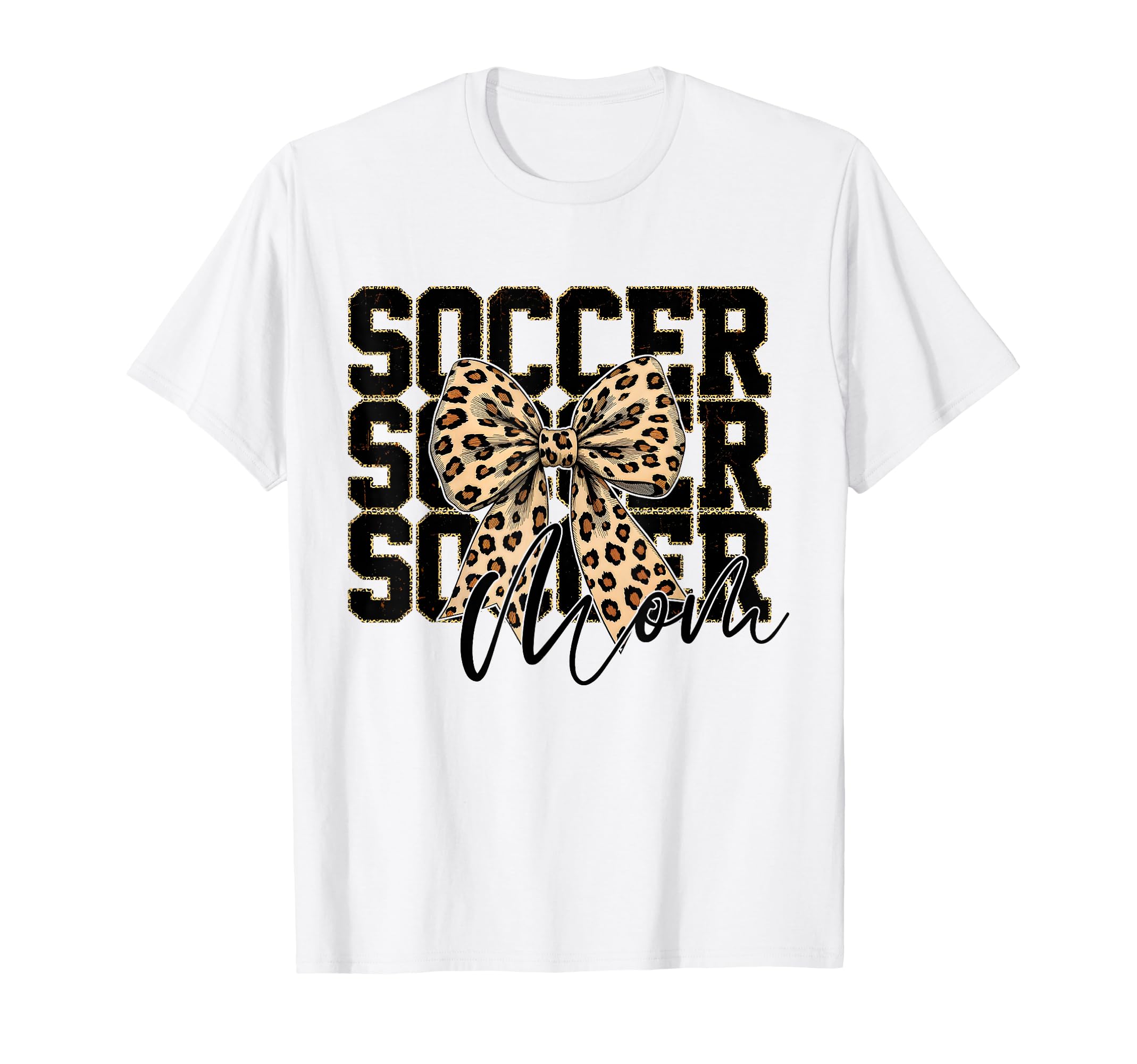 Soccer Mom Leopard Coquette Bow T-Shirt - Fun Novelty Design Men Women