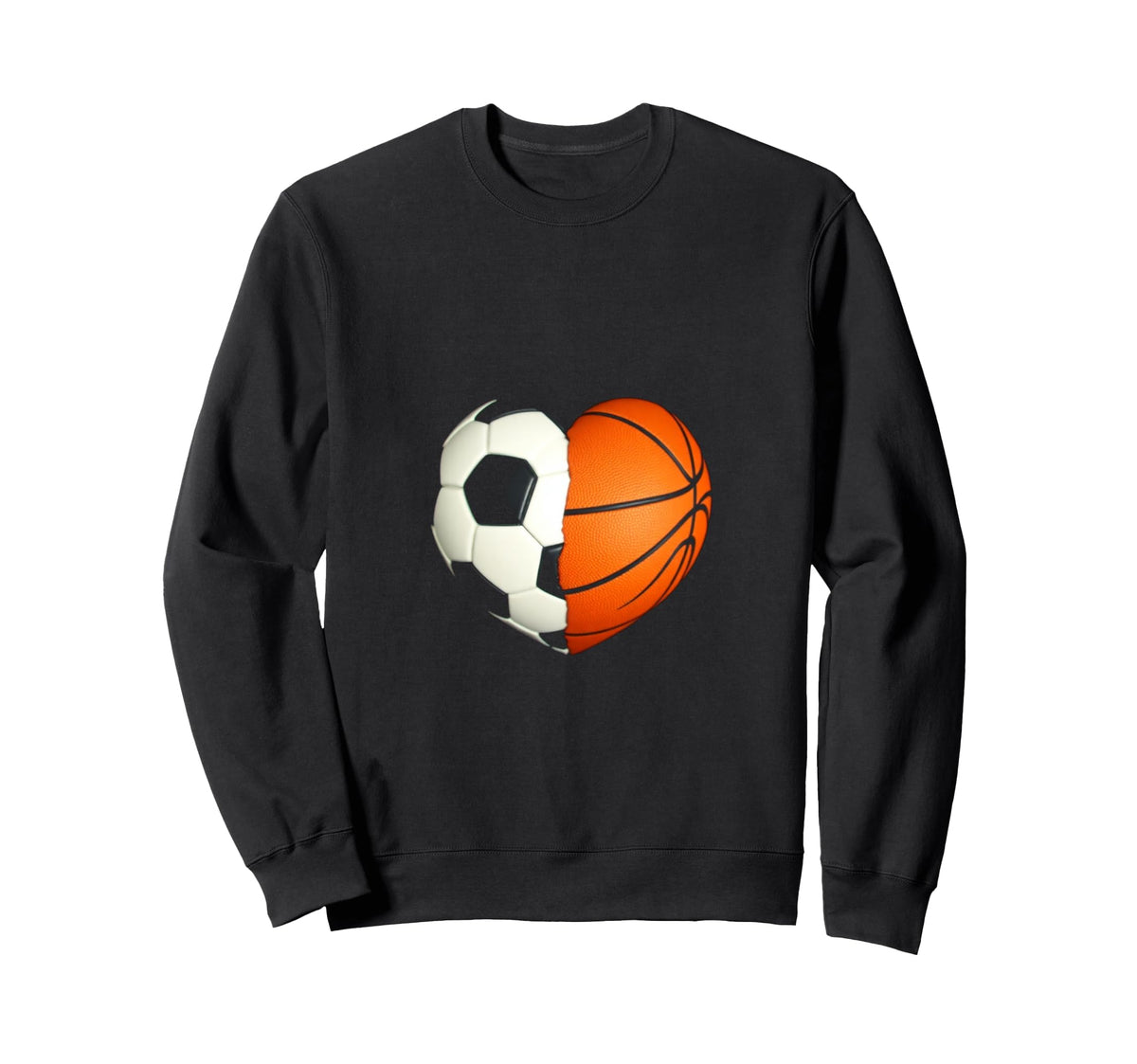 Split Heart Soccer Basketball Sweatshirt - Fun Novelty Design Unisex