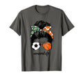 Mom Life Soccer And Basketball Messy Bun T-Shirt - Graphic Print Men Women