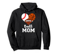 Ball Mom Funny Baseball Football Hoodie - Novelty Apparel Men Women