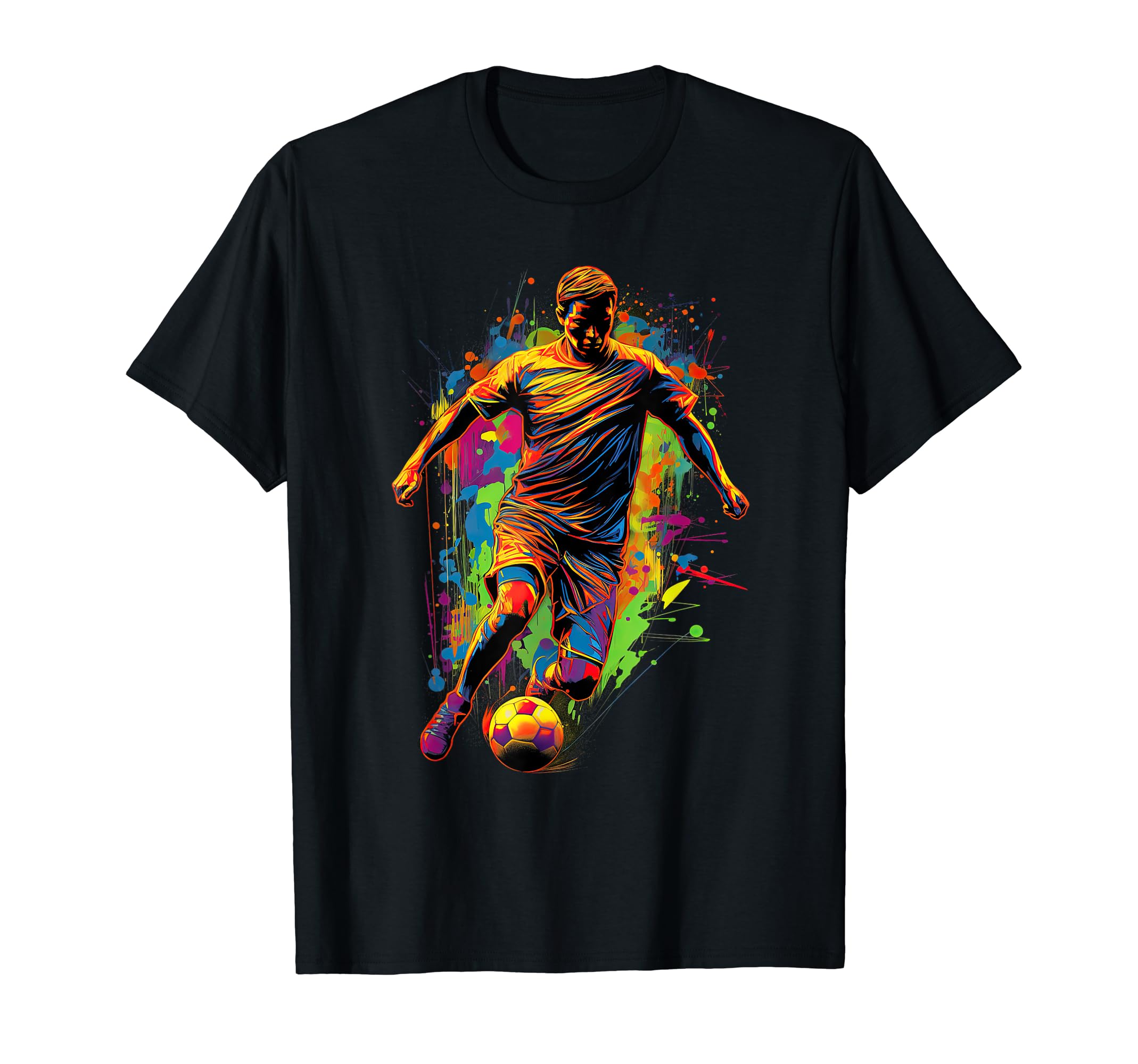 Electric Soccer Player Futbol Fan T-Shirt - Aesthetic Graphic Men Women