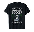 Kawaii Just Who Loves Soccer Robots T-Shirt - Graphic Print Men Women