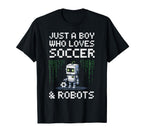 Kawaii Just Who Loves Soccer Robots T-Shirt - Graphic Print Men Women