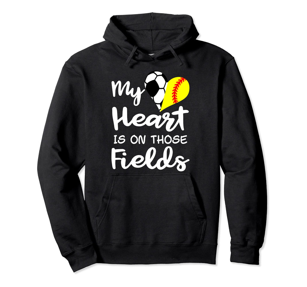My Heart Is Those Fields Funny Soccer Hoodie - Casual Everyday Wear Unisex