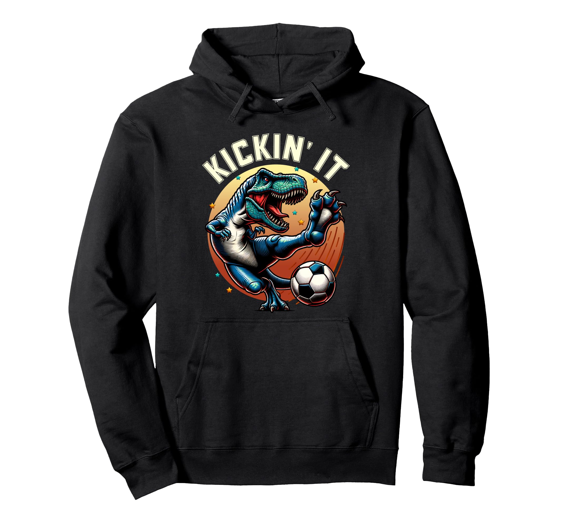 T Rex Dinosaur Soccer Player Ball Hoodie - Fun Novelty Design Unisex