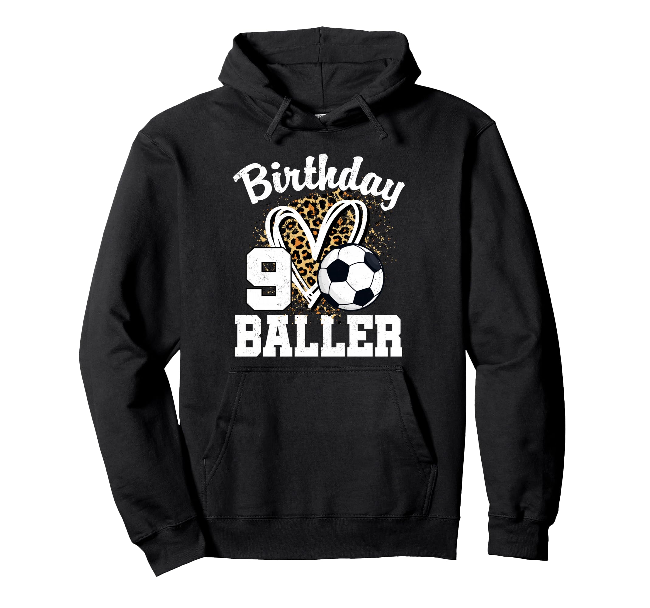 9Th Birthday Soccer Ball Leopard Heart 9 Hoodie - Trendy Graphic Unisex