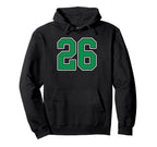 Kelly Green White Number 26 Jersey Hoodie - Casual Everyday Wear Men Women