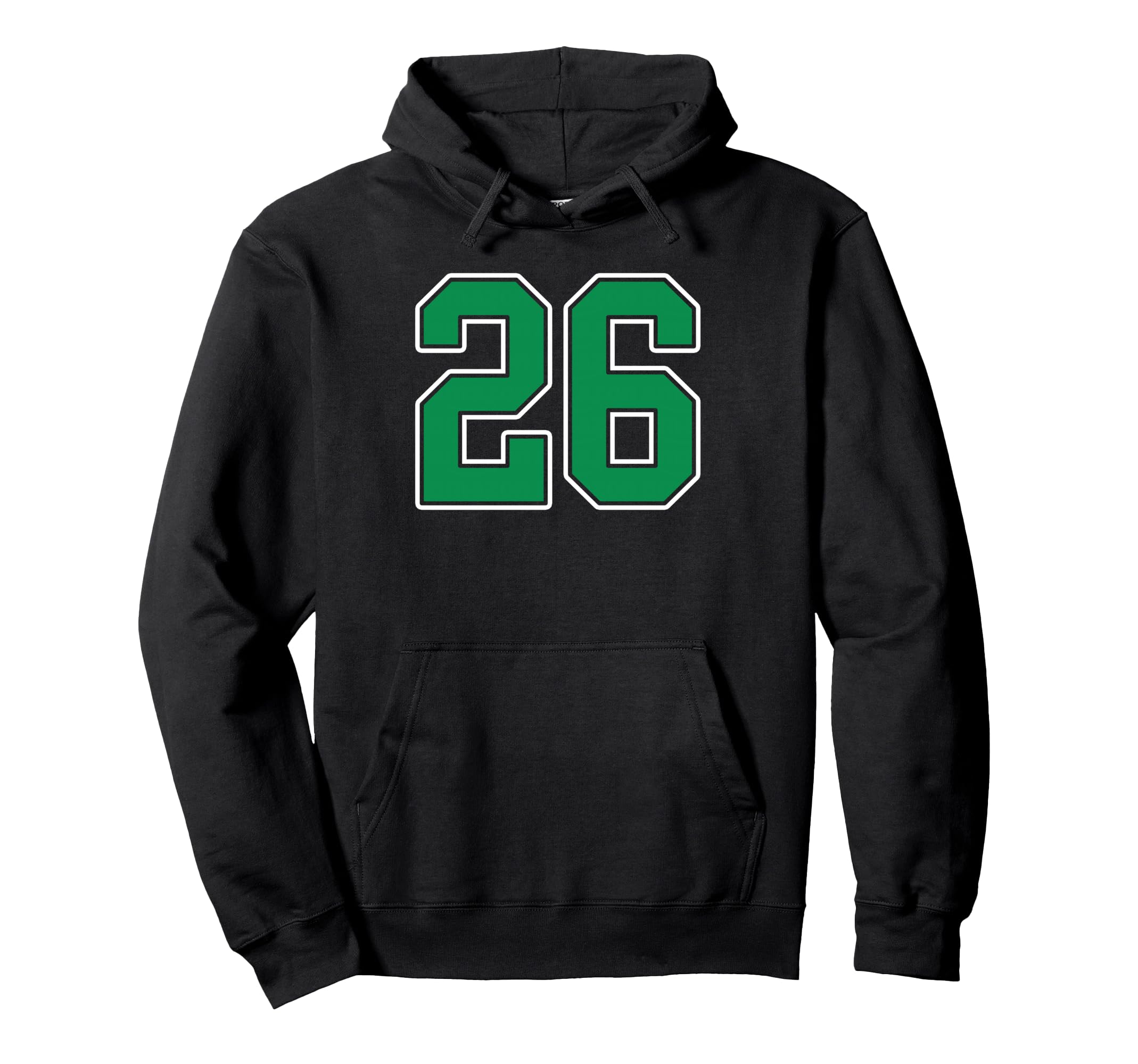 Kelly Green White Number 26 Jersey Hoodie - Casual Everyday Wear Men Women