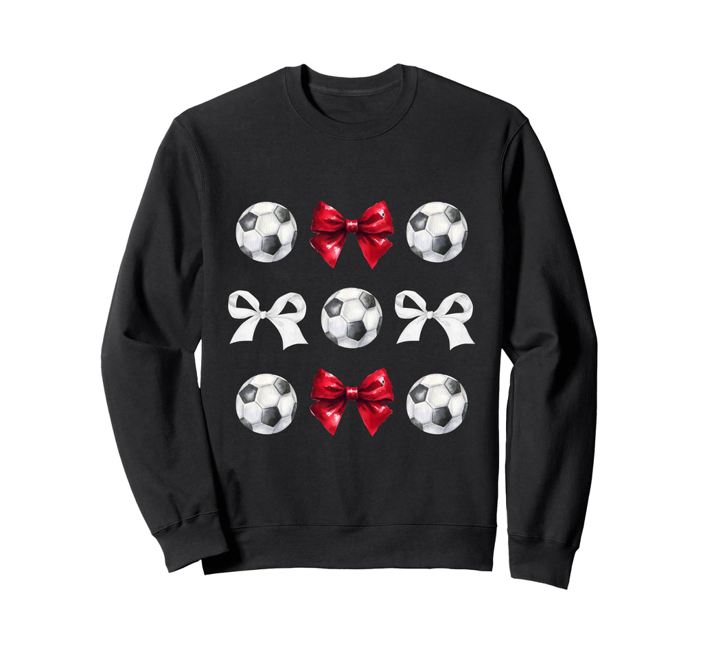 Soccer Balls Bows Womens Soccer Sweatshirt - Streetwear Style for Adults