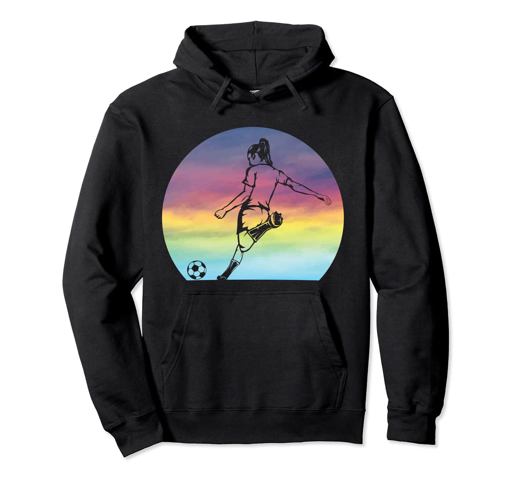 Womens Soccer Silhouette Sunset Soccer Hoodie - Novelty Apparel for Adults