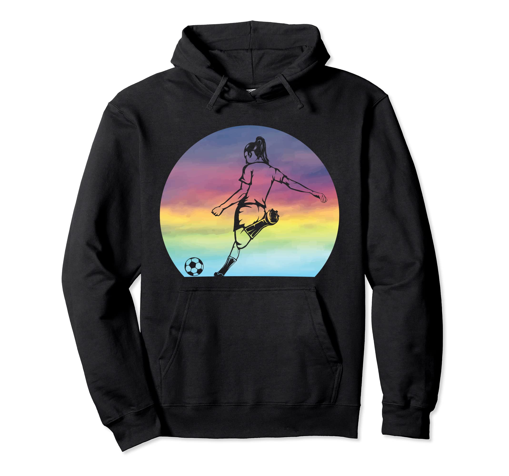 Womens Soccer Silhouette Sunset Soccer Hoodie - Novelty Apparel for Adults