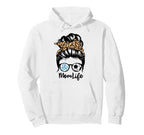 Mom Life Messy Bun Hair Funny Soccer Hoodie - Graphic Print for Adults