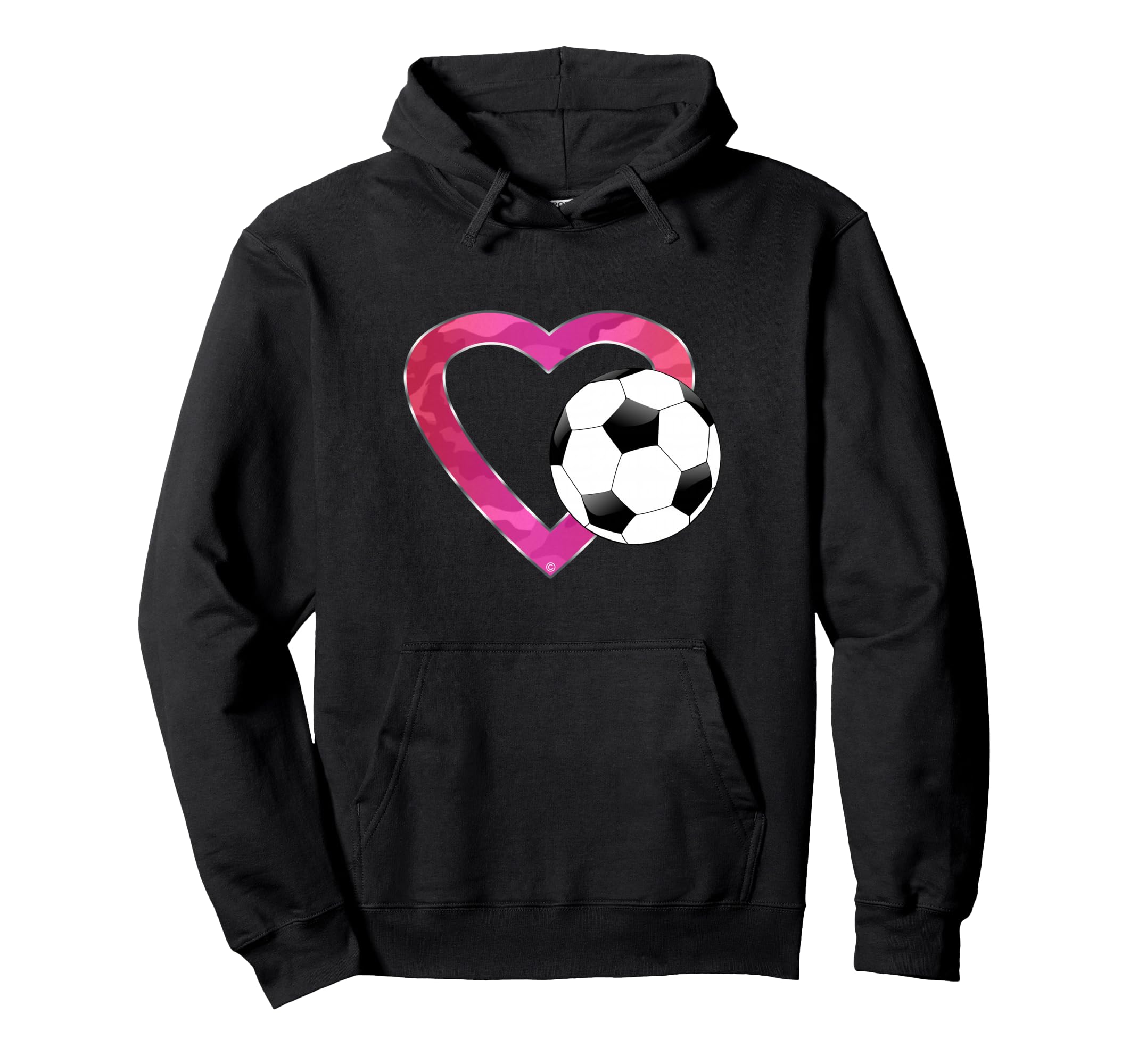 I Love Soccer Heart Ball Teens Hoodie - Graphic Print for Adults