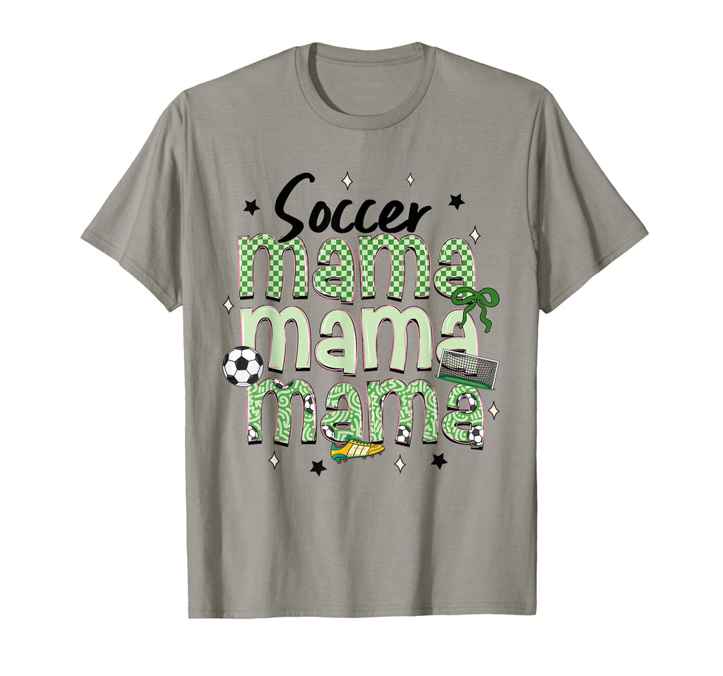 Soccer Mama Bow Checkered Soccer Lovers T-Shirt - Fun Novelty Design Unisex