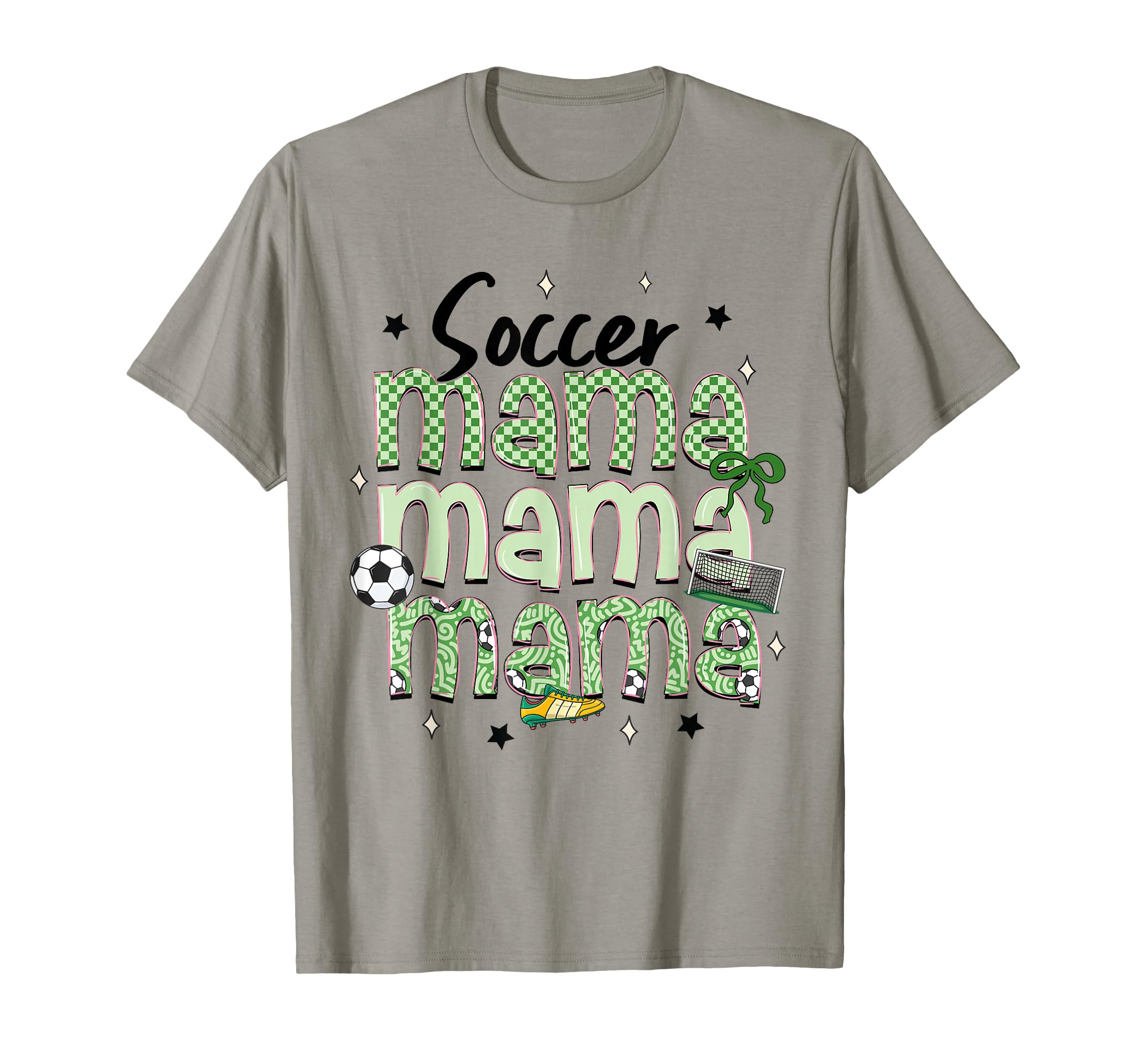 Soccer Mama Bow Checkered Soccer Lovers T-Shirt - Fun Novelty Design Unisex