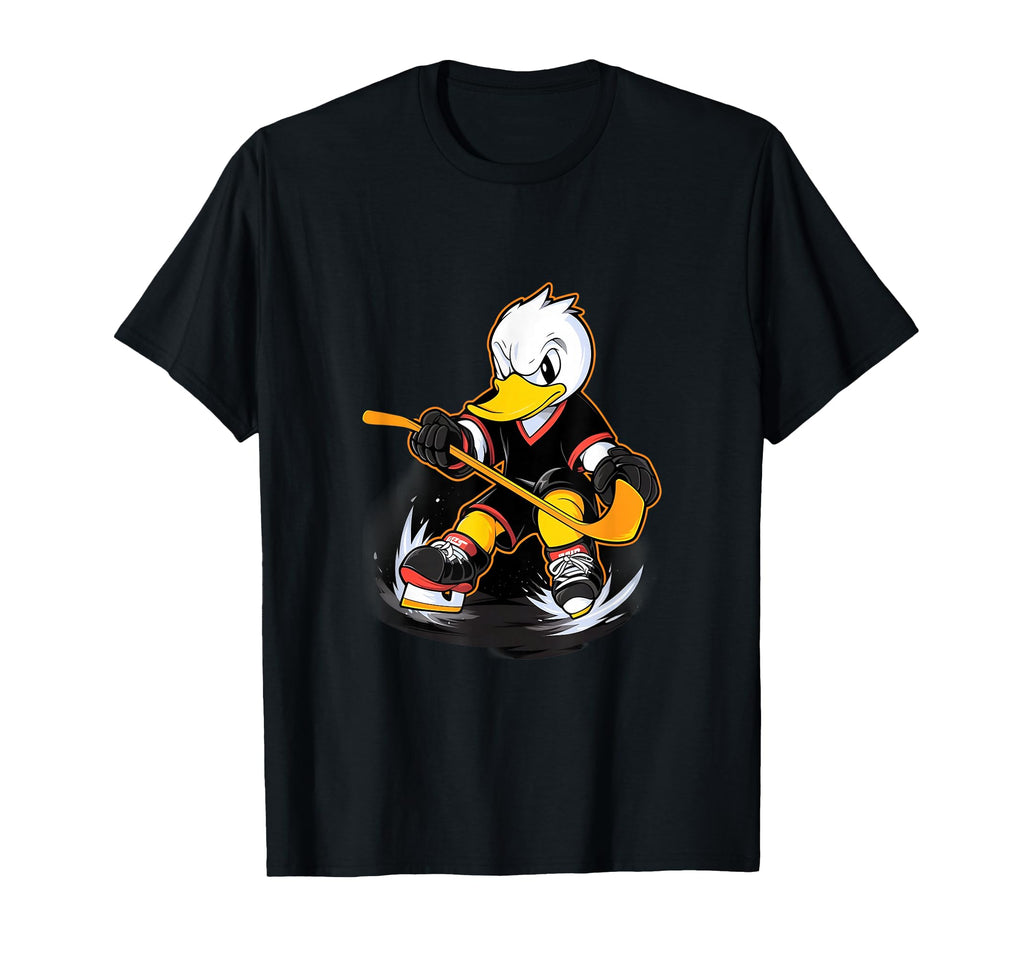 Duck Ice Hockey Player Hockey Stick T-Shirt - Trendy Graphic for Adults