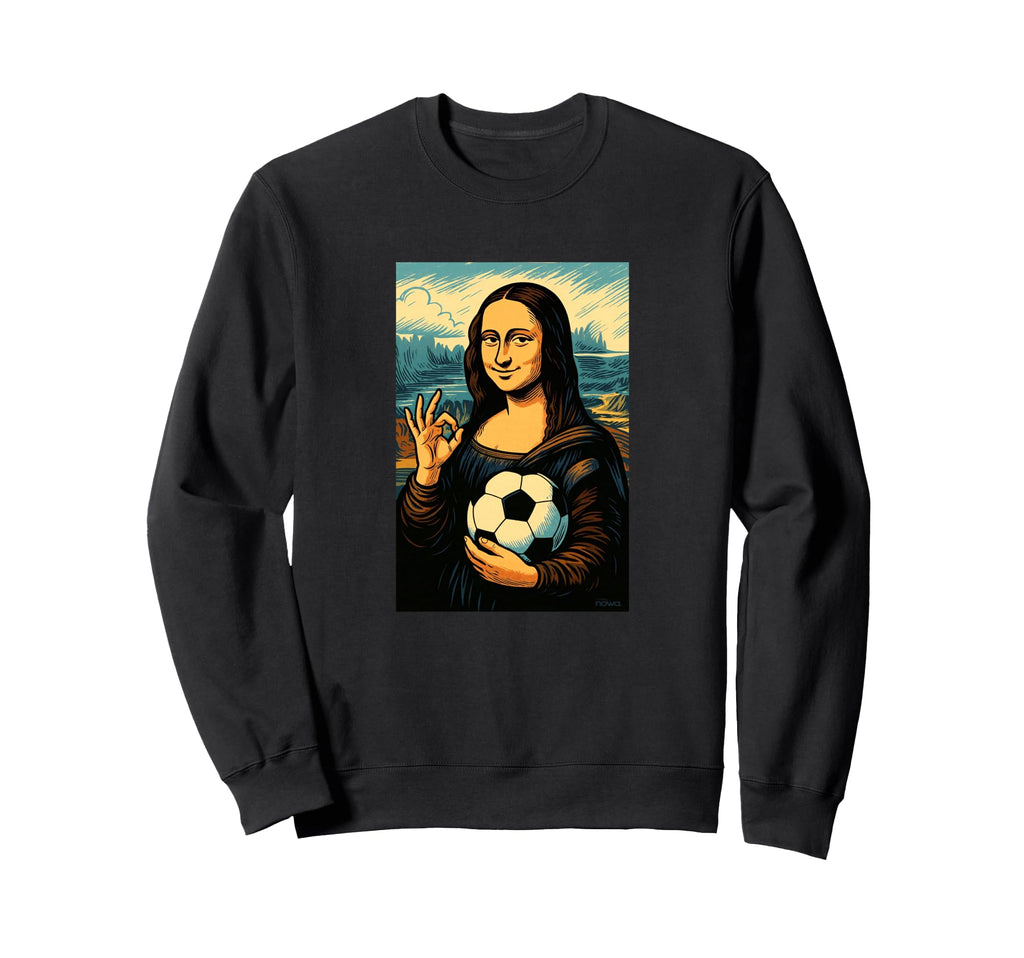 Mona Lisa Loves Soccer Comic Sweatshirt - Aesthetic Graphic Unisex