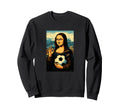 Mona Lisa Loves Soccer Comic Sweatshirt - Aesthetic Graphic Unisex