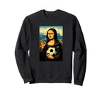 Mona Lisa Loves Soccer Comic Sweatshirt - Aesthetic Graphic Unisex