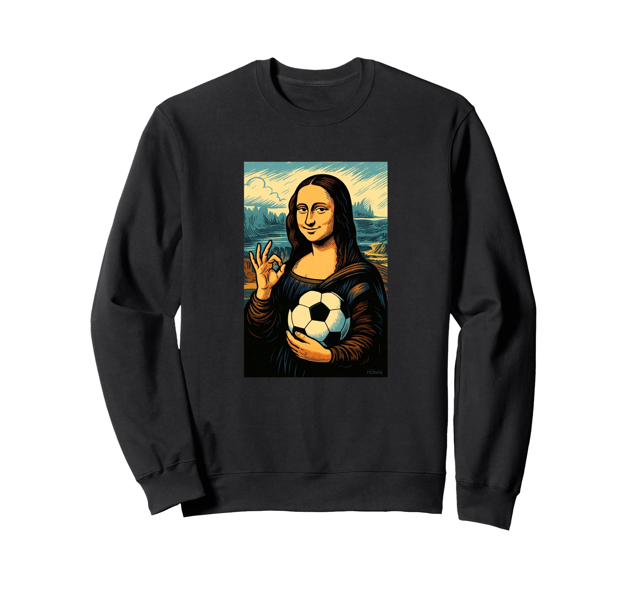 Mona Lisa Loves Soccer Comic Sweatshirt - Aesthetic Graphic Unisex