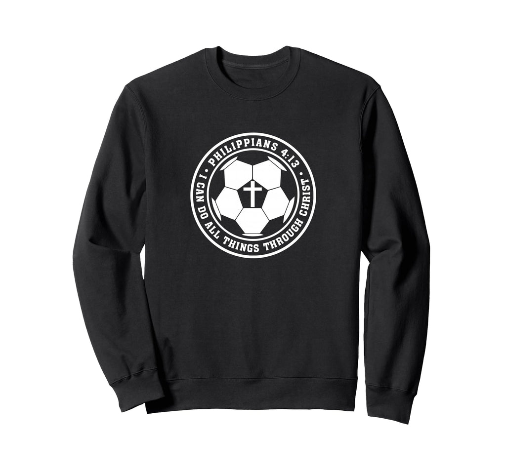 Philippians 4 13 Christian Soccer Sweatshirt - Graphic Print for Adults