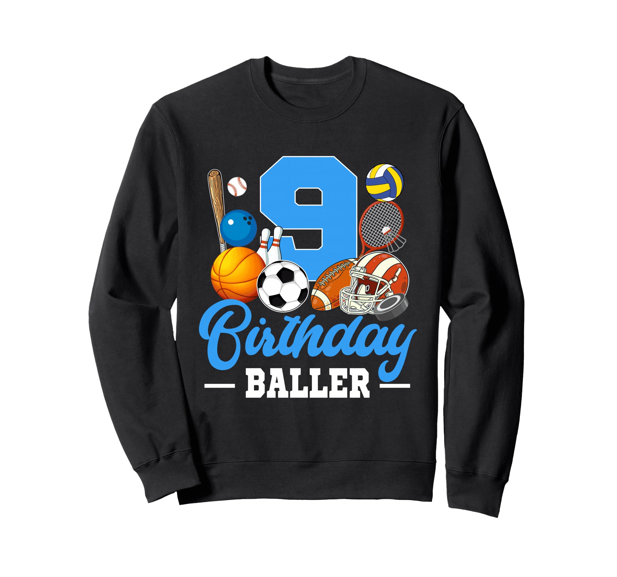 9 Year Old 9Th Birthday Sports Sweatshirt - Trendy Graphic for Adults