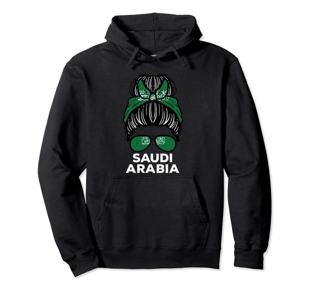 Saudi Arabia Flag Hairbun Football Soccer Hoodie - Minimalist Print Unisex