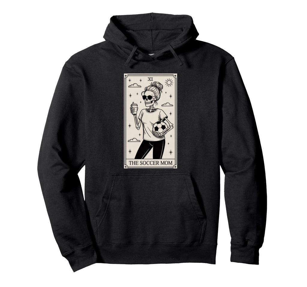 Soccer Mom Skeleton Tarot Card Hoodie - Graphic Print for Adults