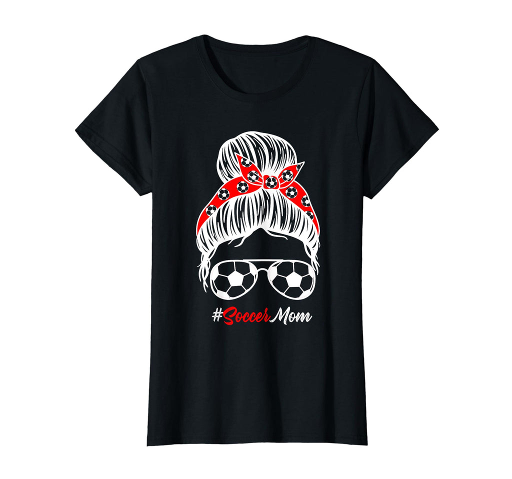 Soccer Mom Messy Bun Hair Soccer T-Shirt - Trendy Graphic for Adults
