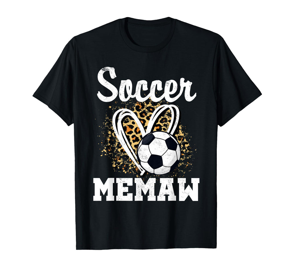 Soccer Memaw Leopard Heart T-Shirt - Casual Everyday Wear Men Women