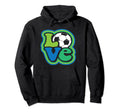 Soccer Love Teen Blue Green Hoodie - Streetwear Style for Adults