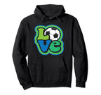 Soccer Love Teen Blue Green Hoodie - Streetwear Style for Adults
