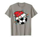 Soccer Ball Santa Hat Lights Coach T-Shirt - Minimalist Print for Adults