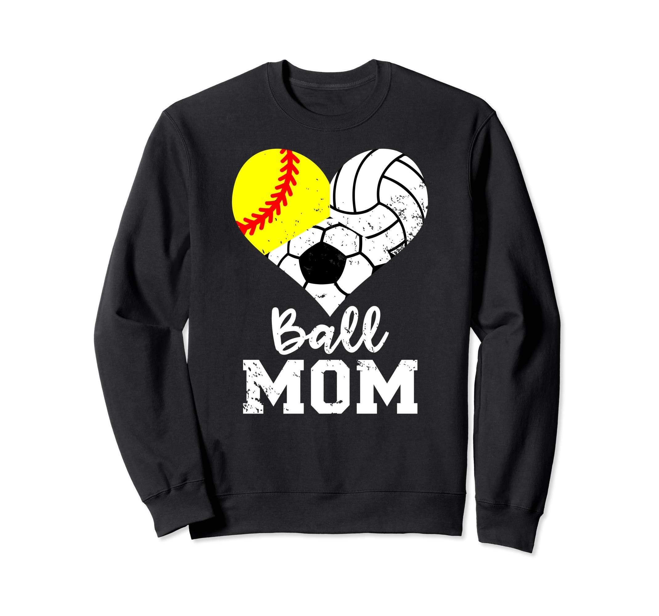 Ball Mom Funny Softball Volleyball Sweatshirt - Unique Graphic Men Women