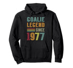 Goalkeeper Legend 1977 Sports Goal Hoodie - Streetwear Style for Adults