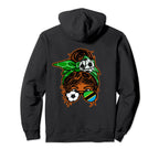 Messy Bun Hair Brown Skin Soccer Tanzania Hoodie - Custom Art Print Unisex