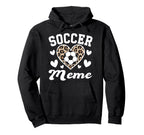 Soccer Meme Funny Leopard Heart Hoodie - Unique Graphic Unisex