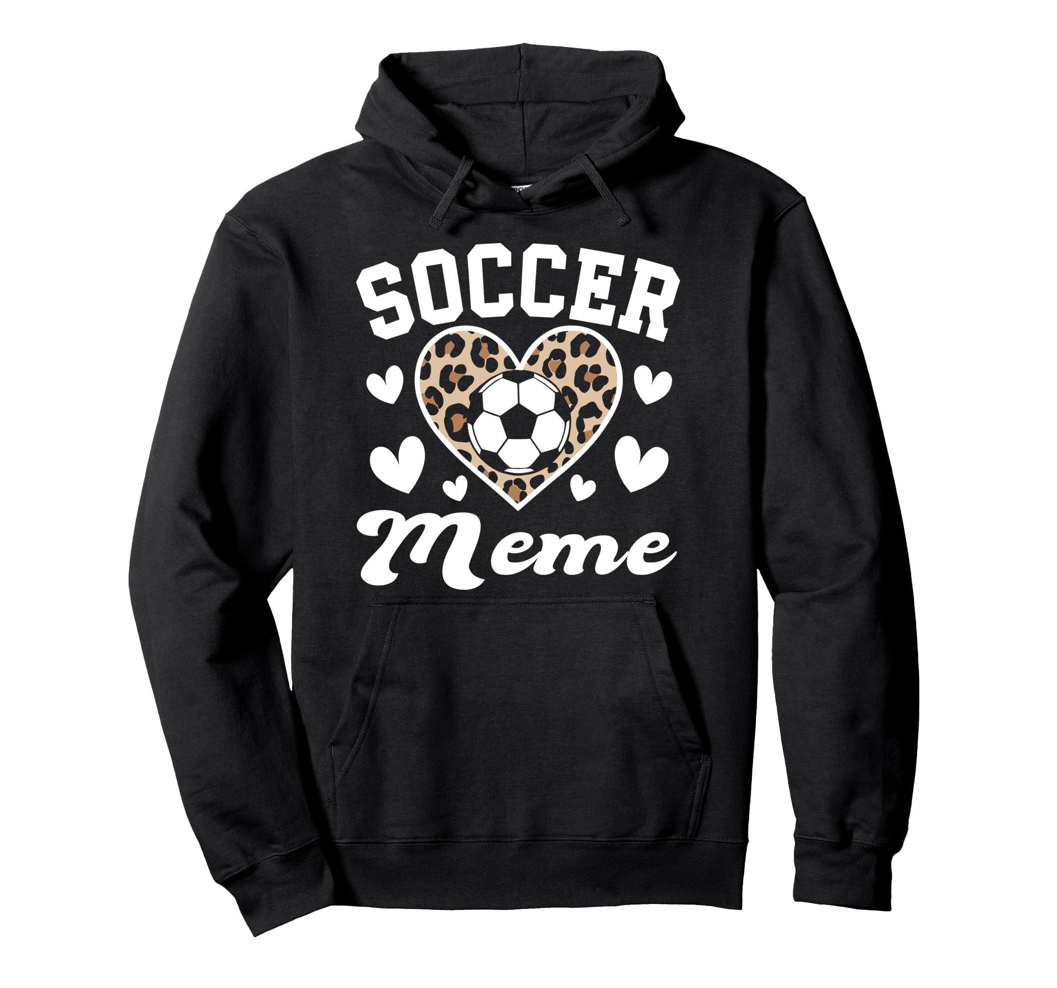 Soccer Meme Funny Leopard Heart Hoodie - Unique Graphic Unisex