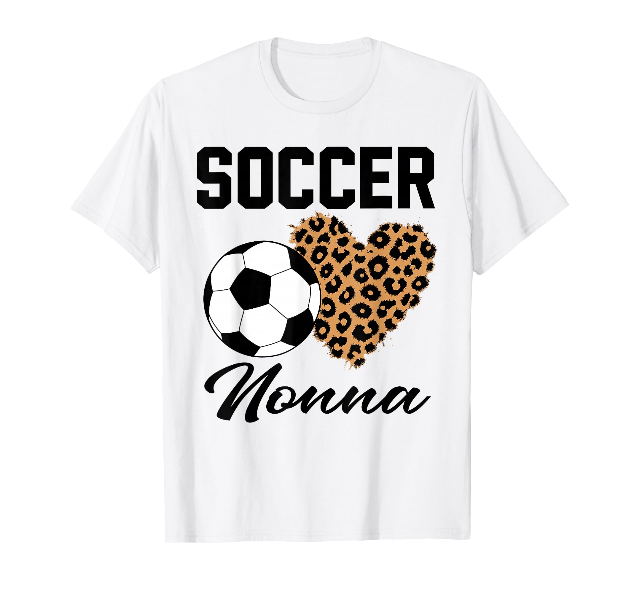 Soccer Nonna Leopard Heart Nonna T-Shirt - Aesthetic Graphic Men Women
