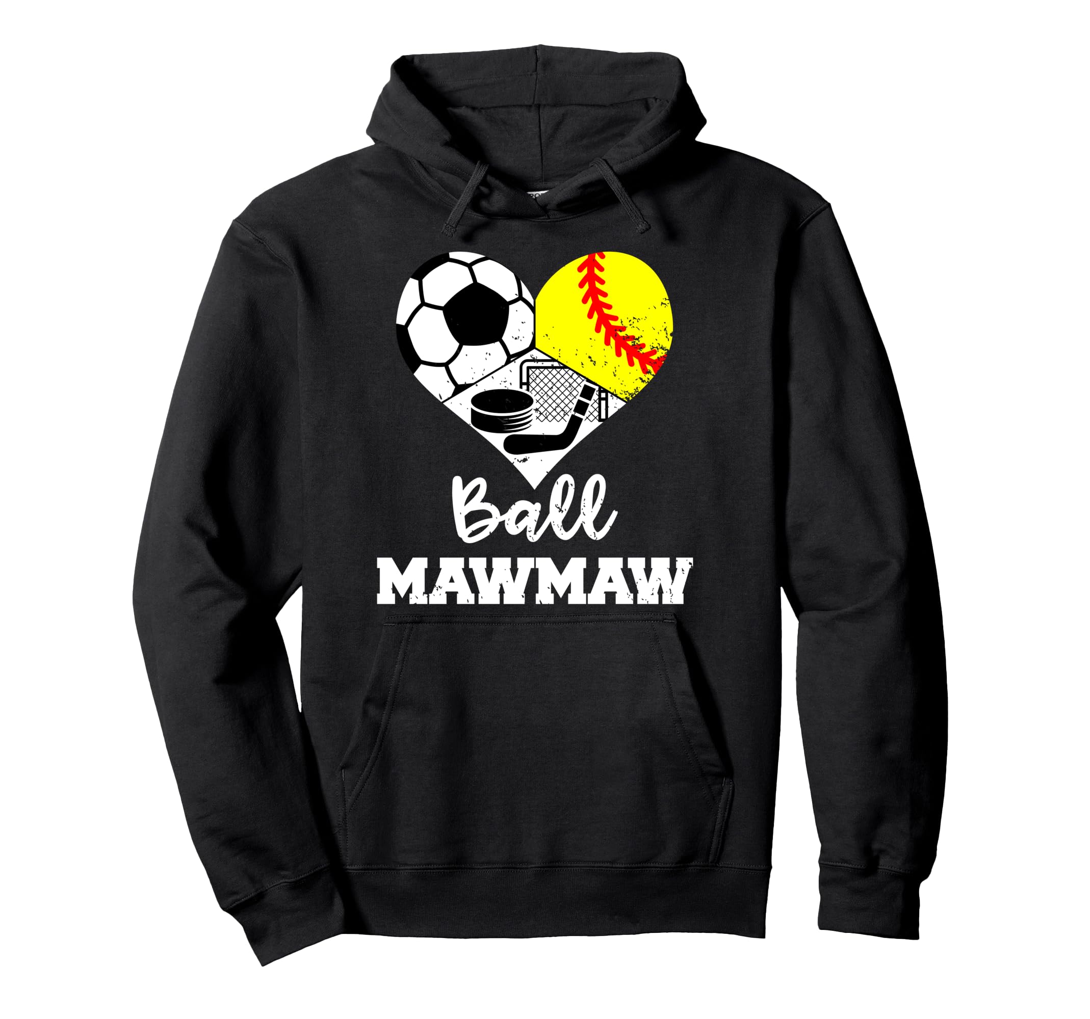 Ball Mawmaw Funny Soccer Softball Hoodie - Casual Everyday Wear for Adults