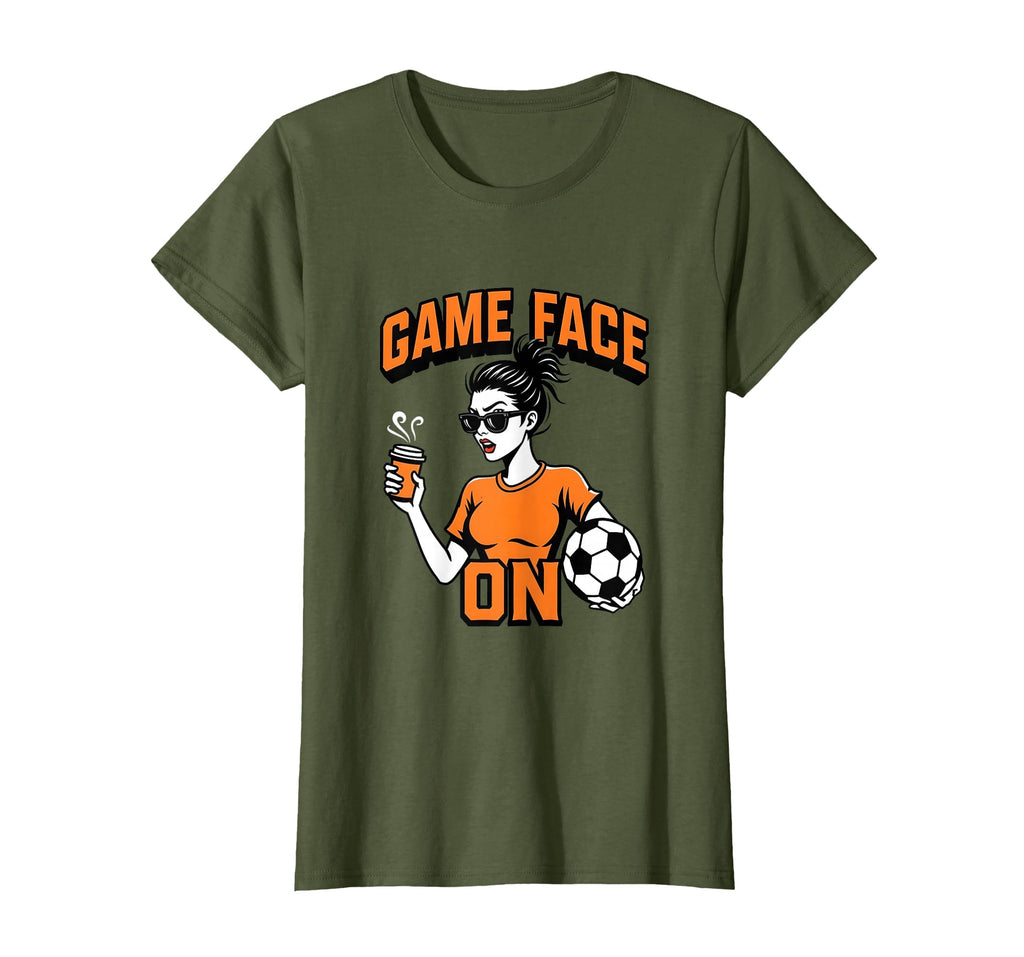 Game Face Proud Soccer Mom T-Shirt - Trendy Graphic for Adults