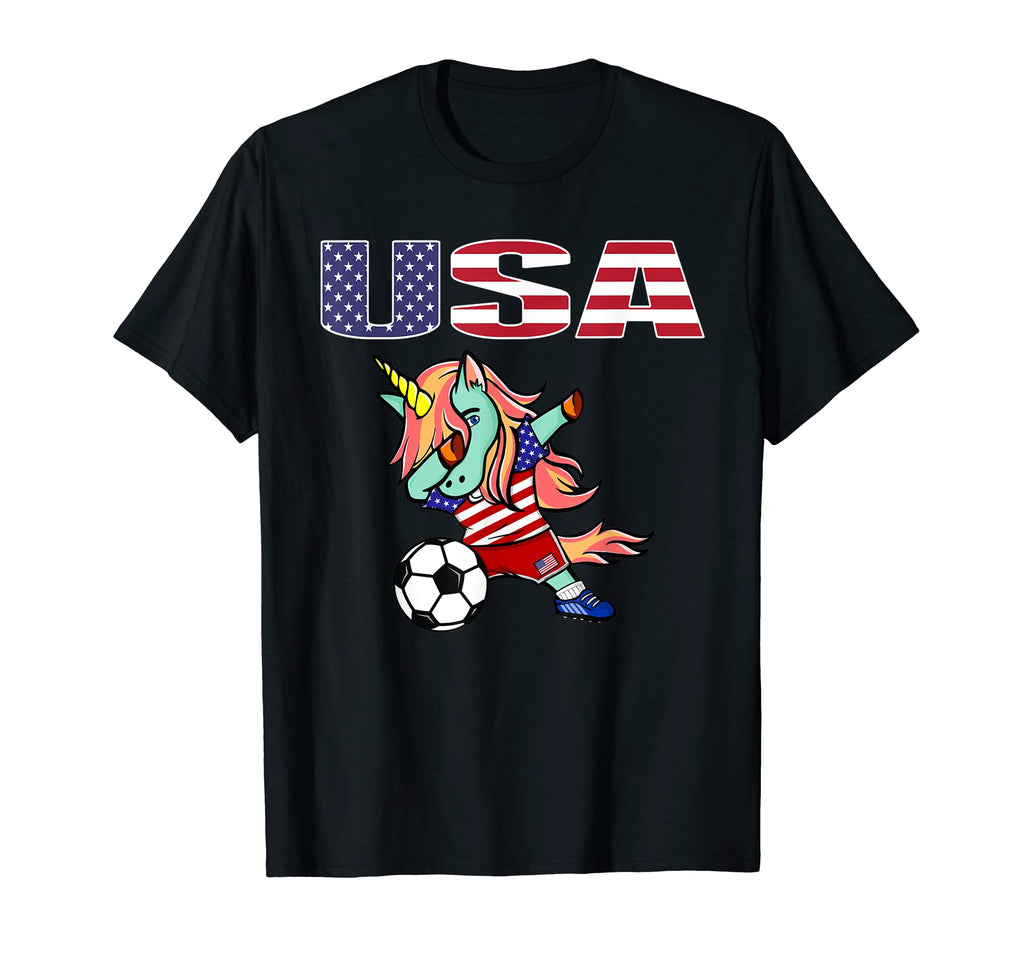 Dabbing Green Unicorn America T-Shirt - Casual Everyday Wear Men Women