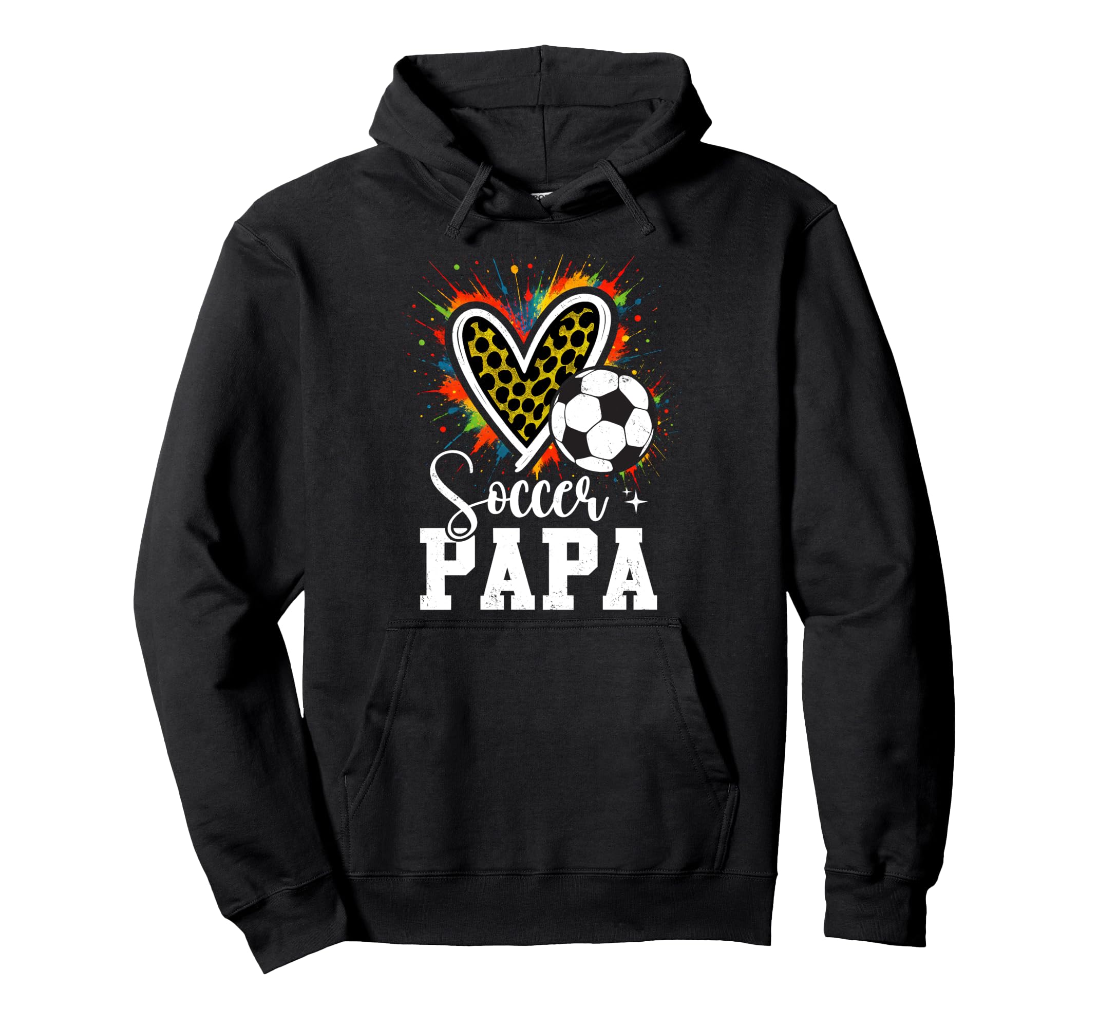 Soccer Papa Leopard Heart Colorful Hoodie - Aesthetic Graphic Unisex